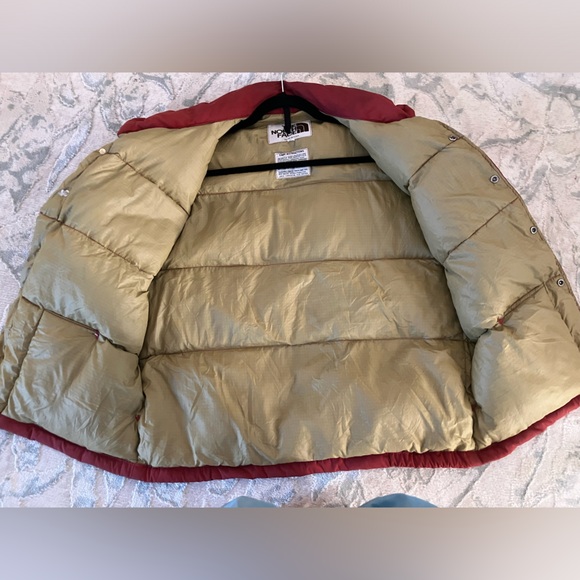 Vintage The North Face Goose Down Puffer Jacket Vest Brown Label L Orange 70s - Picture 2 of 7